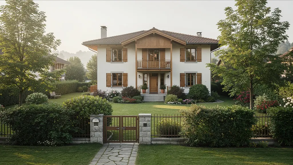 Villa individuelle genevoise avec jardin arboré dans quartier résidentiel calme